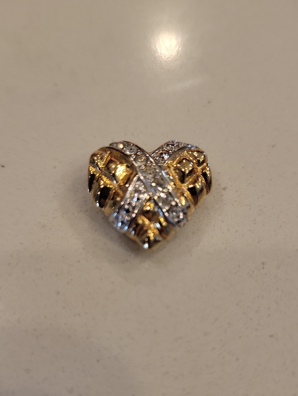 Gold And Silver Heart Slide Pendant